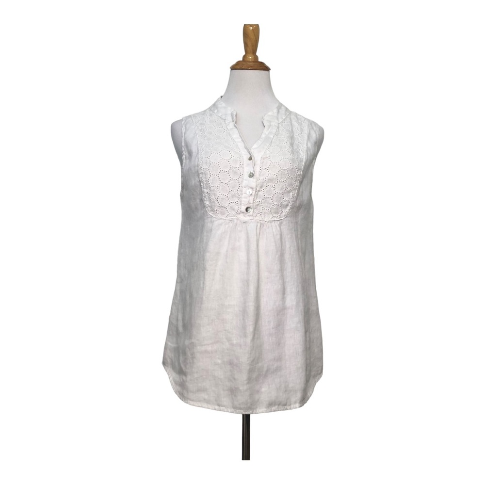 Lina Tomei made in Italy white linen tank top size medium